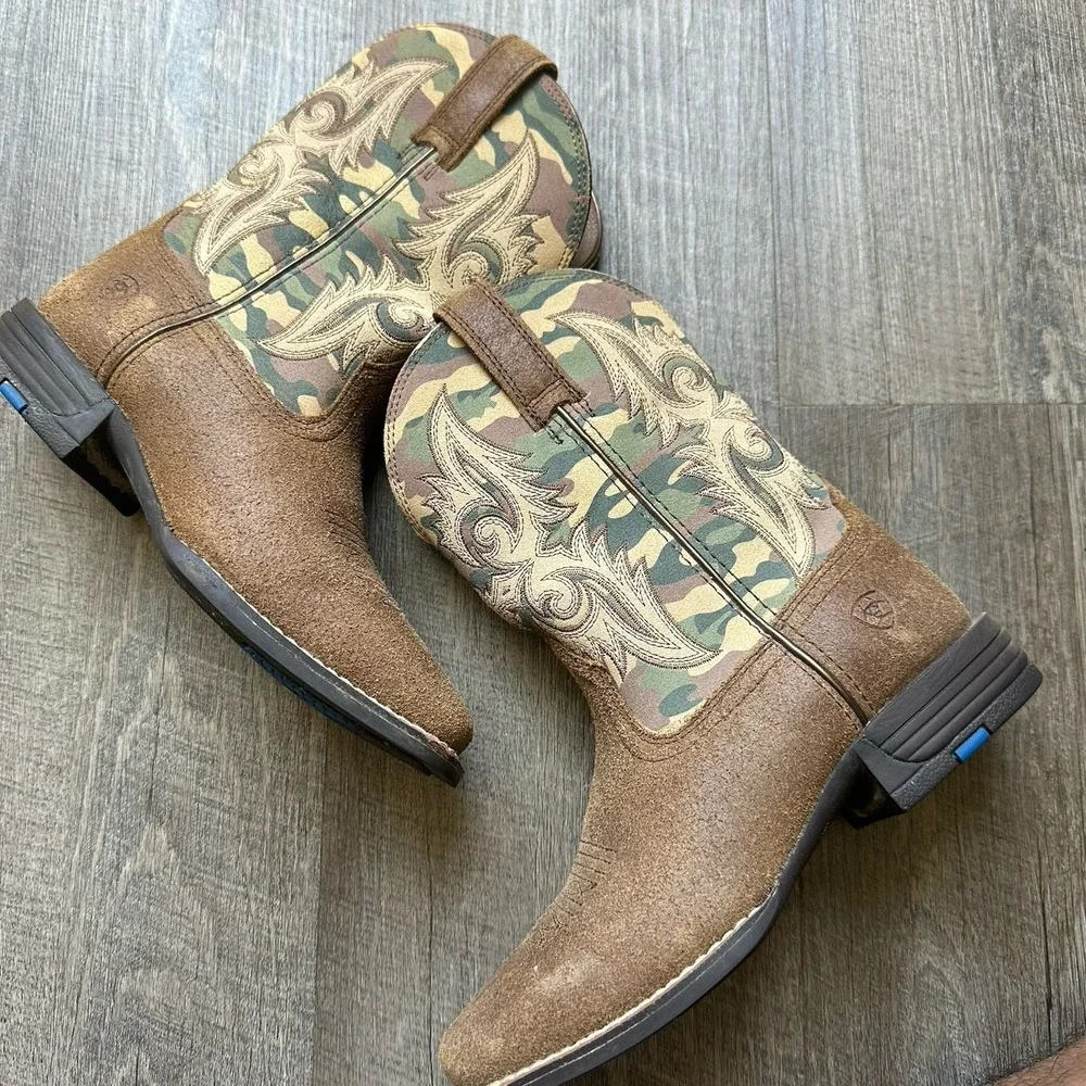 Ariat Boots youth 2 Brown  Lonestar Leather Western Wiggle Room EXCELLENT COND++